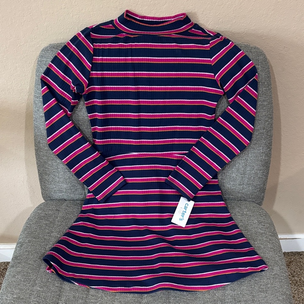 Carter's Navy and Pink Striped Casual Dress